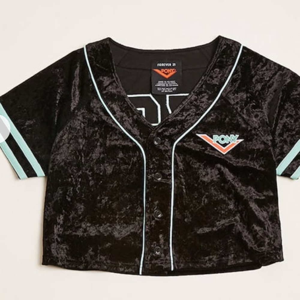 Pony Velvet Cropped Baseball Jersey Small NWT
